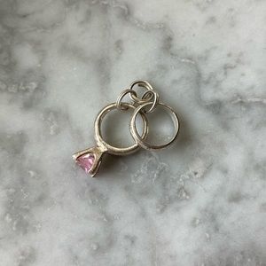 Sterling Wedding Ring Set Charm